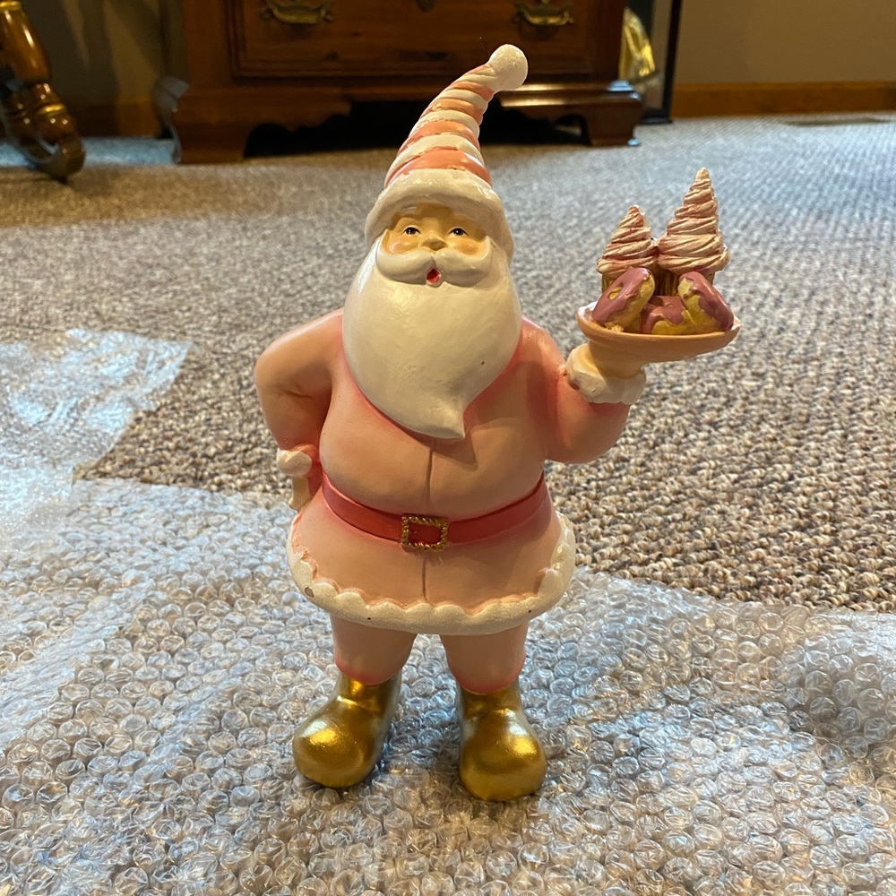 Pink and Gold Santa Figurine